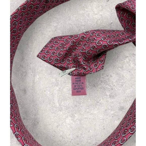 VINEYARD VINES Silk Tie USA Pink Fish Hook W:3.4" EUC - Picture 3 of 6